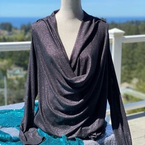 Umgee Long Sleeve Metallic Blouse